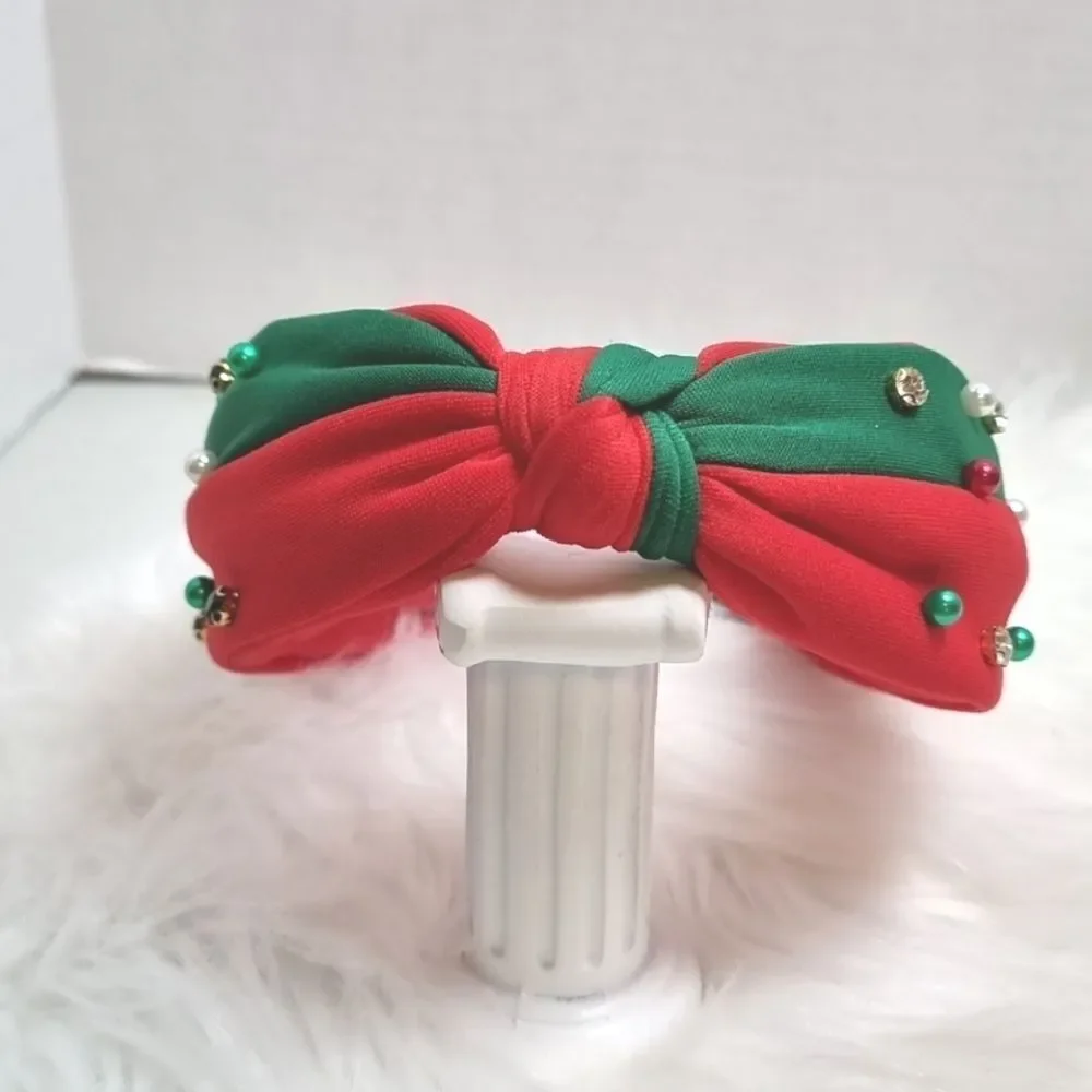 👋 CHRISTMAS HEADBAND pearls rhinestones color block | Mix And Match 3/$20